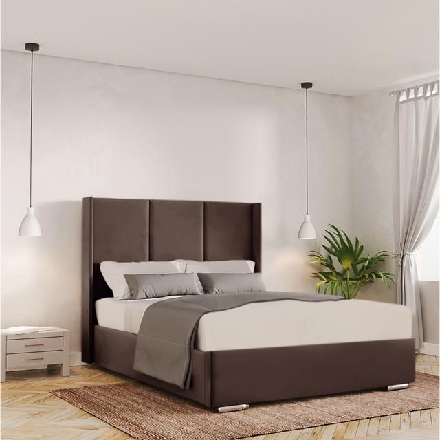 Claubert Bed Frame - Plush Velvet Ivy Bronx Size: 90 x 190 cm, Colour: Mole on Productcaster.