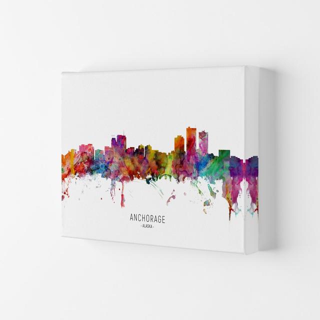 Anchorage Alaska Skyline by Michael Tompsett - Graphic Art Latitude Run Format: Wrapped Canvas, Size: 59.4cm H x 84cm W x 4cm D on Productcaster.