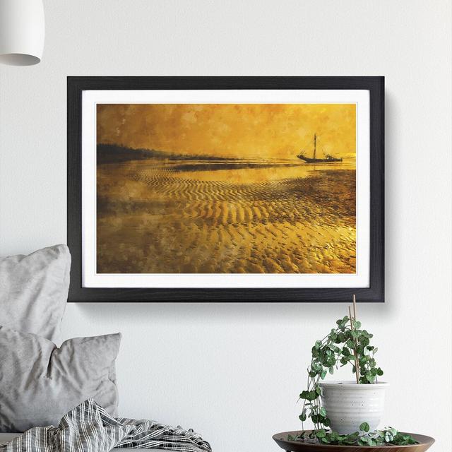 Fishing Boat at Sunset - Picture Frame Graphic Art East Urban Home Size: 36cm H x 48cm W x 2cm D, Frame Option: Black Framed on Productcaster.