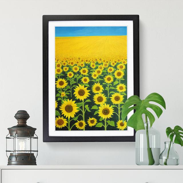 Sunny Sunflower Field - Picture Frame Print Big Box Art Size: 64cm H x 25cm W x 2cm D, Frame Option: Walnut on Productcaster.