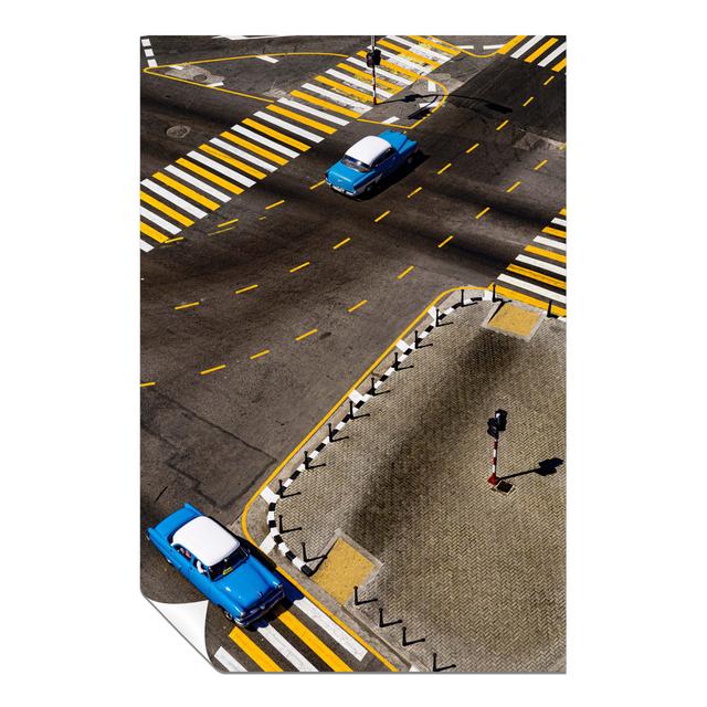 Old Crosswalk And Blue Vintage Cars - No Frame Print Panther Print Size: 61cm H x 41cm W on Productcaster.