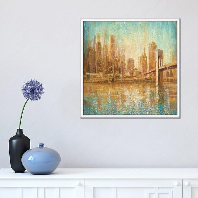 Champagne City by Danhui Nai - Graphic Art Print on Canvas 17 Stories Format: White Framed, Size: 45.72cm H x 45.72cm W x 3.81cm D on Productcaster.