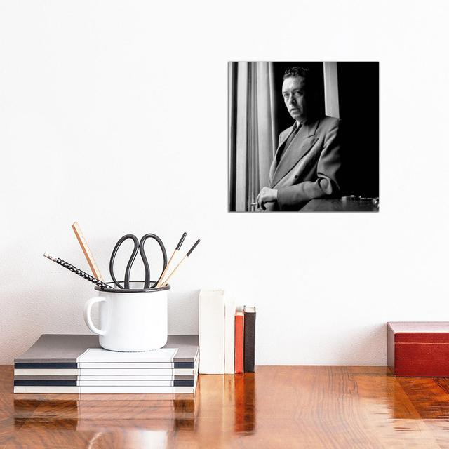 French Writer Albert Camus At Home June 13, 1947 by Rue Des Archives - No Frame Gallery-Wrapped Canvas Giclée on Canvas ClassicLiving Size: 30.48cm H on Productcaster.