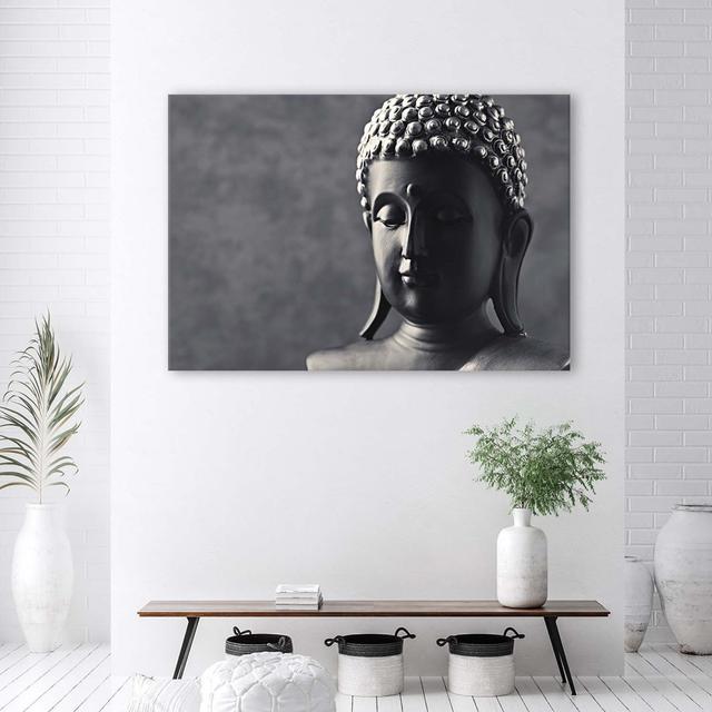 Leinwandbild Buddha Grey Background BohoLiving Größe: 60 cm H x 90 cm B x 2 cm T on Productcaster.