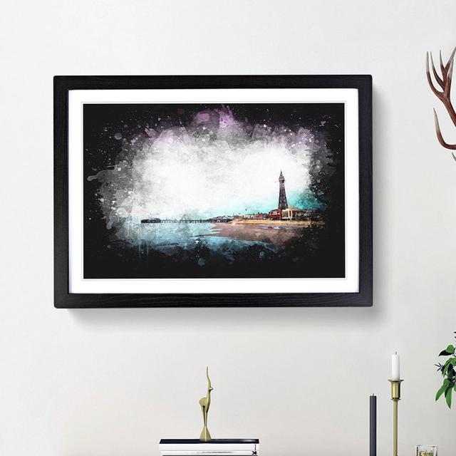 Blackpool Tower and Beach - Picture Frame Painting Print East Urban Home Frame Option: Black Framed, Size: 62cm H x 87cm W x 2cm D on Productcaster.