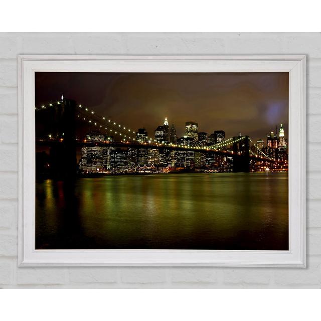 Brooklyn Bridge Green Waters - Einzelner Bilderrahmen Kunstdrucke 17 Stories Größe: 29,7 cm H x 42 cm B x 1,5 cm T on Productcaster.