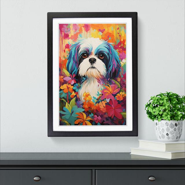 Shih Tzu Modern - Single Picture Frame Print on Wood Marlow Home Co. Frame Colour: Black, Size: 64cm H x 46cm W x 2cm D on Productcaster.