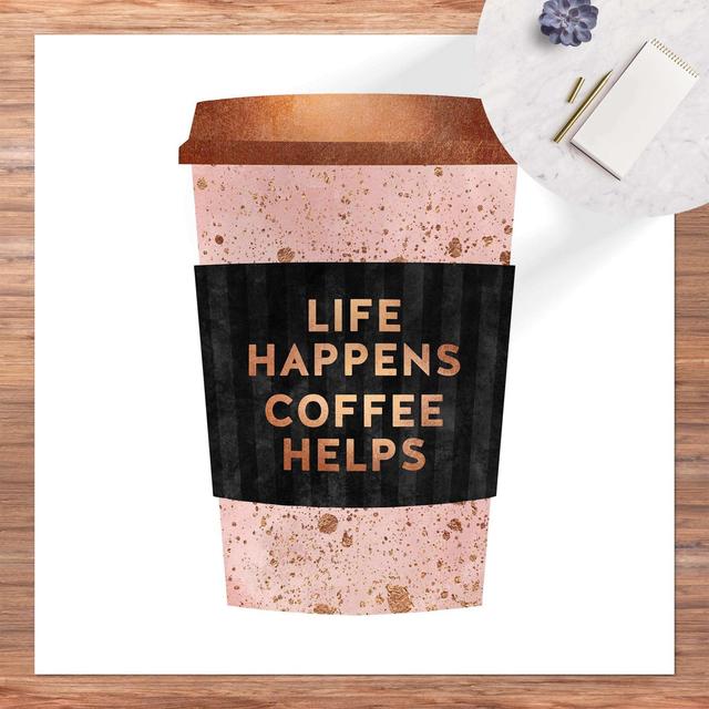 Persaud Life Happens Coffee Helps Pink Indoor/Outdoor Rug Happy Larry Rug Size: Square 140cm on Productcaster.