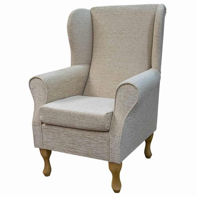 74cm Wide Tufted Wingback Chair Beaumont Upholstery Colour: Beige on Productcaster.