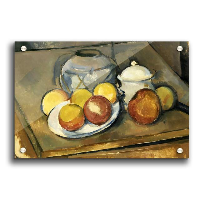 Straw Trimmed Vase, Sugar Bowl and Apples by Paul Cezanne - Painting Print on Paper East Urban Home Size: 21cm H x 29.7cm W on Productcaster.