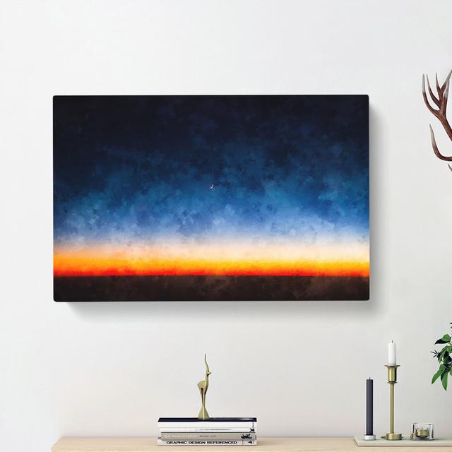 Moon Above the Horizon - Wrapped Canvas Painting Print East Urban Home Size: 60cm H x 91cm W x 3cm D on Productcaster.