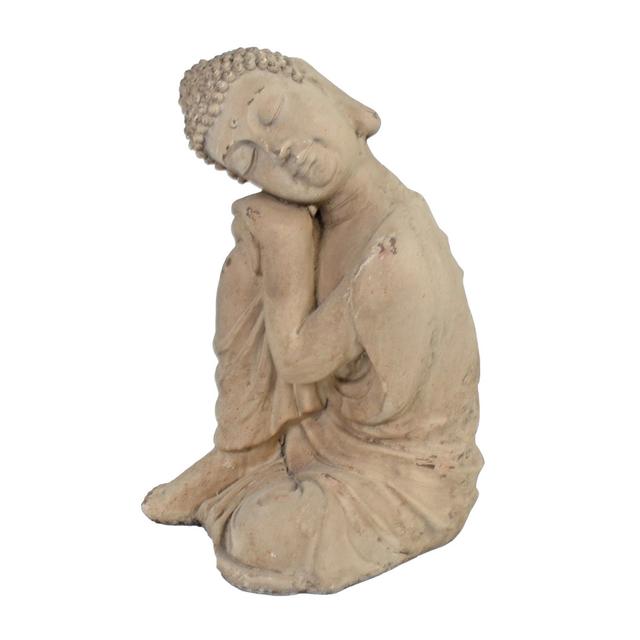 Carlile BUDDHA Crouching 37cm Weathered Dark Stone Effect Bloomsbury Market Colour: Brown on Productcaster.