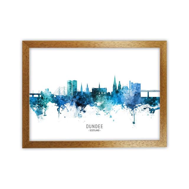 Dundee Scotland Skyline Blue City Name by Michael Tompsett - Print Ebern Designs Size: 34cm H x 46cm W x 3cm D, Format: Oak Framed on Productcaster.