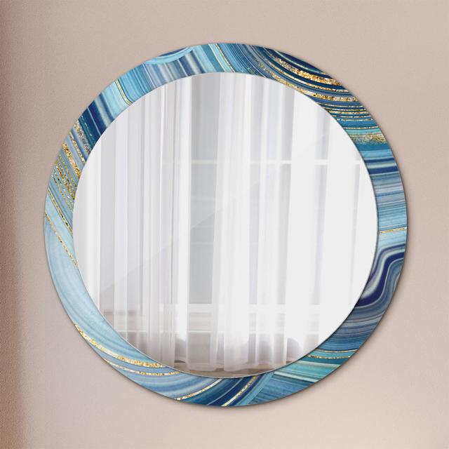 Huldar Round Glass Framed Wall Mounted Accent Mirror in Blue/Gold East Urban Home on Productcaster.