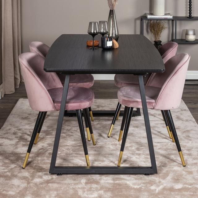 Nevis Extendable Dining Set with 4 Chairs 17 Stories Colour (Chair): Dusty Pink on Productcaster.