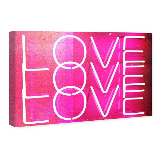 'Love Neon Lights' - Wrapped Canvas Typography Latitude Run Size: 25.4 cm H x 38.1 cm W on Productcaster.