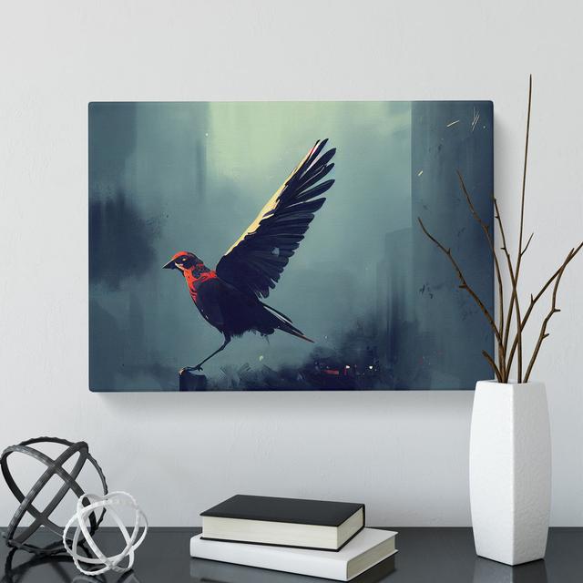 Bird Art - Wrapped Canvas Painting Marlow Home Co. Size: 40cm H x 60cm W x 3cm D on Productcaster.