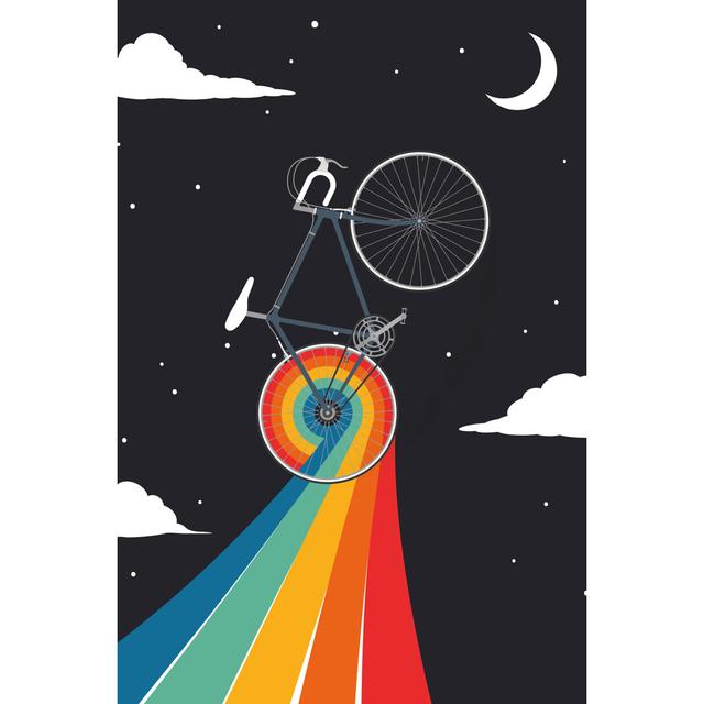 Cycling To The Moon by Martinwimmer - Wrapped Canvas Print Marlow Home Co. Size: 46cm H x 30cm W on Productcaster.