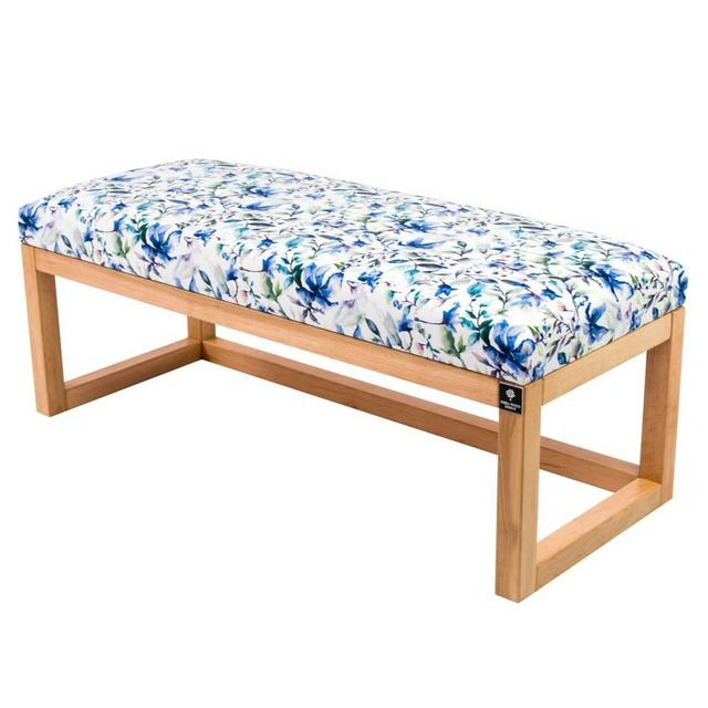 LPG-2 bench stool upholstered with natural velor cover M-Deko Size: 50cm H x 90cm W x 35cm D on Productcaster.