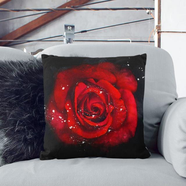 Rose in the Shadows Paint Splash Cushion with Filling East Urban Home Backing Colour: White, Size: 40cm H x 40cm W x 15cm D on Productcaster.