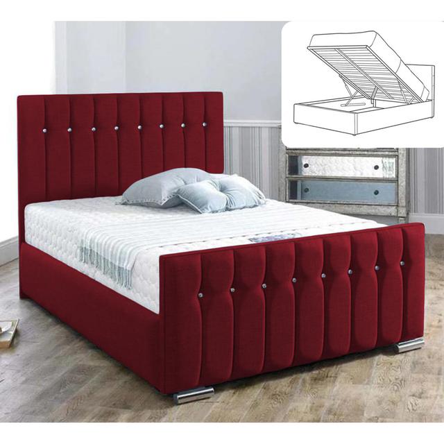 Queenstyle Upholstered Ottman Storage Bed Frame Britainsleep Colour: Burgundy, Size: Super King (6') on Productcaster.