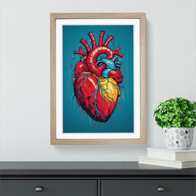 Anatomical Heart Pop - Single Picture Frame Print on Wood Big Box Art Size: 46cm H x 34cm W x 2cm D, Frame Colour: Oak on Productcaster.