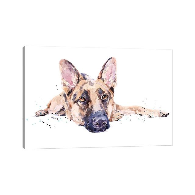 German Shepherd II - Painting Print on Canvas Ebern Designs Size: 20.32cm H x 30.48cm W x 1.91cm D, Format: Wrapped Canvas on Productcaster.