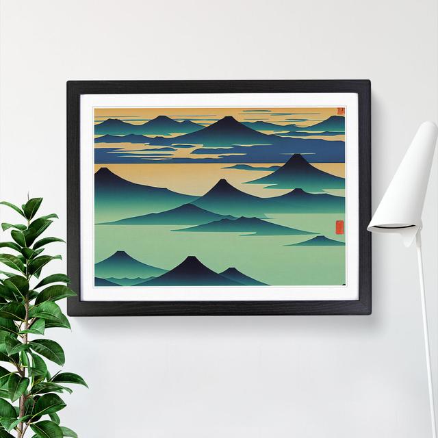 Abstract Japanese Mountains Vol.4 - Picture Frame Graphic Art Alpen Home Size: 34cm H x 46cm W x 2cm D, Frame Colour: Black on Productcaster.