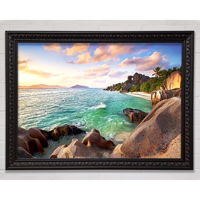 La Digue Beach Seychelles Framed Print Highland Dunes Size: 84.1cm H x 118.9cm W on Productcaster.