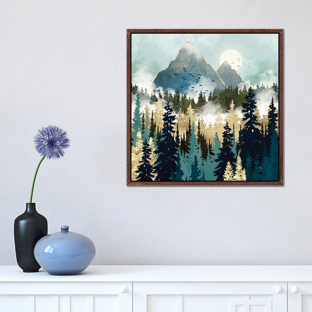 Misty Pines - Graphic Art Print on Canvas Union Rustic Size: 45.72cm H x 45.72cm W x 3.81cm D, Format: Classic Brown Wood Framed on Productcaster.