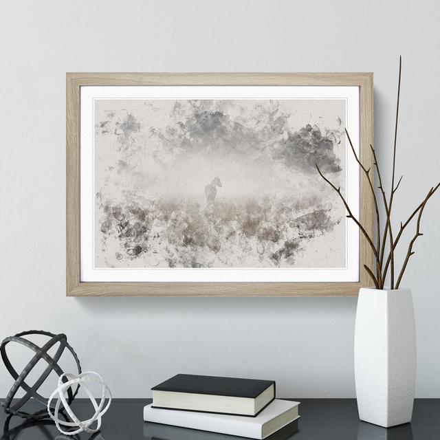 Horse in the Mist - Picture Frame Graphic Art East Urban Home Size: 65cm H x 90cm W x 2cm D, Frame Option: Oak Framed on Productcaster.