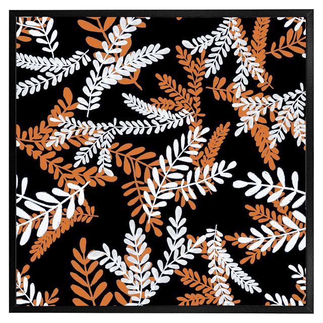 Czerska White & Orange Olive Leaves - Single Picture Frame Print 17 Stories Size: 61cm H x 61cm W x 4cm D, Frame Colour: Black Framed on Productcaster.