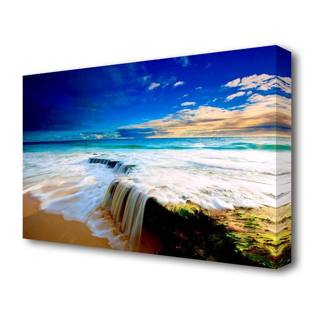 Spill of the Ocean Waves Beach - Wrapped Canvas Photographic Print East Urban Home Size: 50.8 cm H x 81.3 cm W on Productcaster.