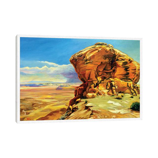 Moki Dugway von Greg Heil - Galerie-verpackte Leinwand Giclée auf Leinwand Gracie Oaks Format: Schattenfugenrahmen in Weiß, Größe: 45,72 cm H x 66,04 on Productcaster.