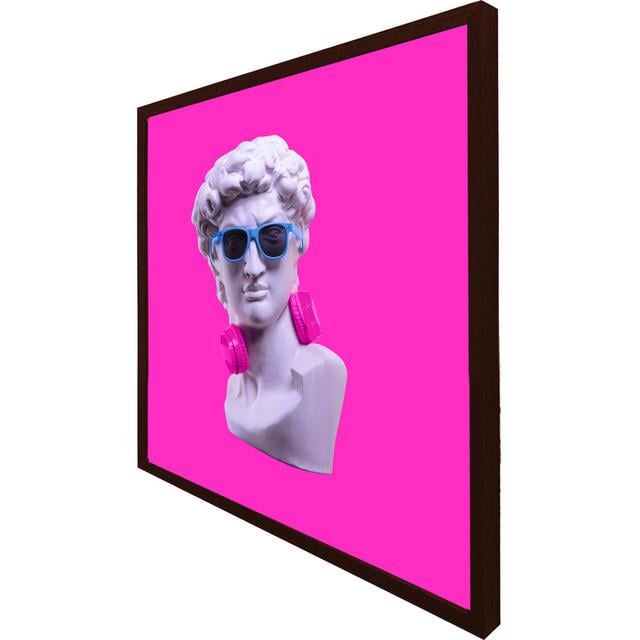 Wilksboro Plaster Statue Of David's Head In Blue Sunglasses - Print Maturi Size: 31cm H x 31cm W x 4cm D, Frame Option: Brown Framed on Productcaster.