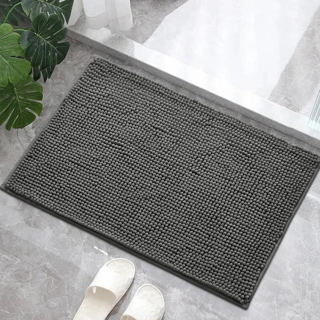 Neveaha Super Soft Absorbent Chenille Bath Mat 17 Stories Colour: Dark Grey, Size: 50 W x 80 L on Productcaster.