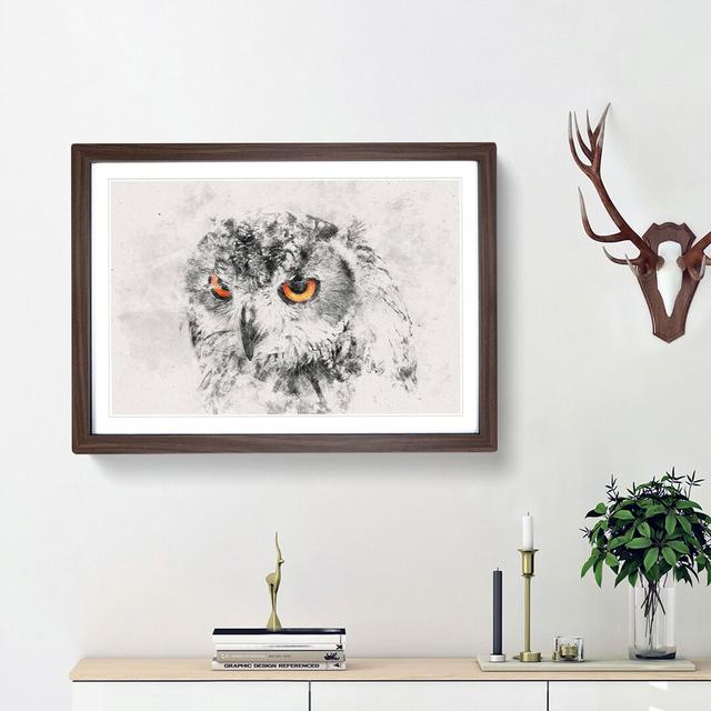 Orange Eyed Owl - Picture Frame Graphic Art Print East Urban Home Frame Option: Walnut Framed, Size: 62cm H x 87cm W x 2cm D on Productcaster.