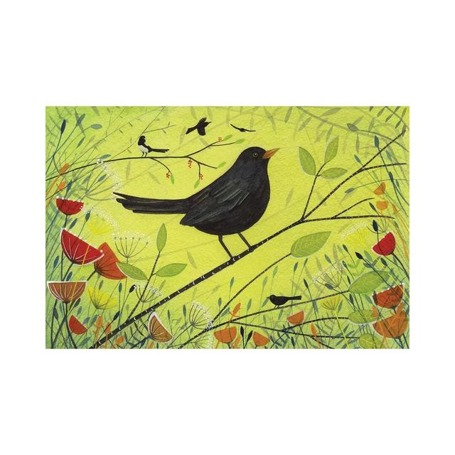 Spring Blackbird by Michelle Campbell - Wrapped Canvas Graphic Art ClassicLiving Size: 30.48cm H x 45.72cm W x 1.905cm D on Productcaster.