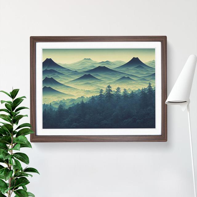 Japanese Forest Mountains - Picture Frame Graphic Art Alpen Home Size: 46cm H x 64cm W x 2cm D, Frame Colour: Walnut on Productcaster.