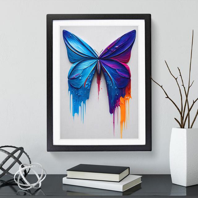 Butterfly with Dripping No.4 - Picture Frame Painting Brambly Cottage Frame Colour: Black, Size: 64cm H x 46cm W x 2cm D on Productcaster.