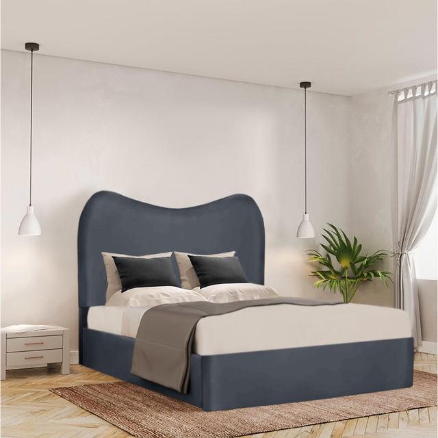 Avanah Bed Frame - Plush Velvet Canora Grey Colour: Charcoal, Size: Super King - 180 x 200 cm on Productcaster.