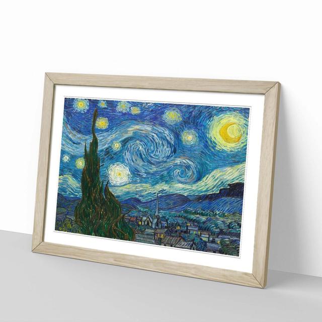 'A Starry Starry, Night' by Vincent Van Gogh - Picture Frame Painting Print on Paper East Urban Home Frame Colour: Oak on Productcaster.