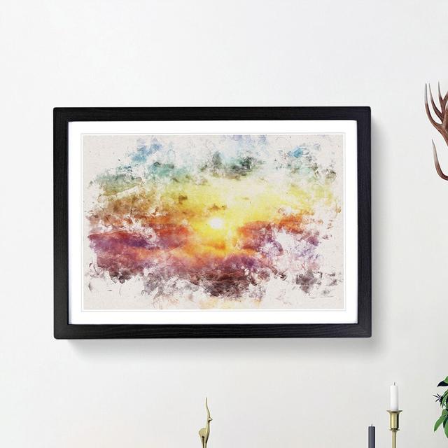 Rainbow Sunset Over the Ocean - Picture Frame Painting Print East Urban Home Frame Option: Black Framed, Size: 45cm H x 63cm W x 2cm D on Productcaster.