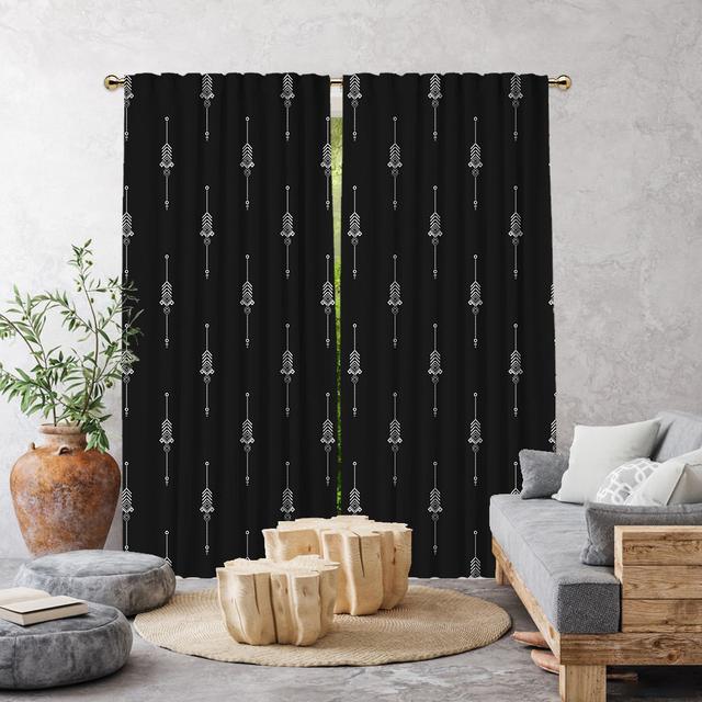 Burley Semi Sheer Curtains (Set of 2) Union Rustic Panel Size: 140 x 175cm, Colour: Black on Productcaster.