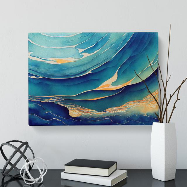 Artful Ocean Wave Abstract - Wrapped Canvas Graphic Art Metro Lane Size: 50cm H x 76cm W x 3cm D on Productcaster.