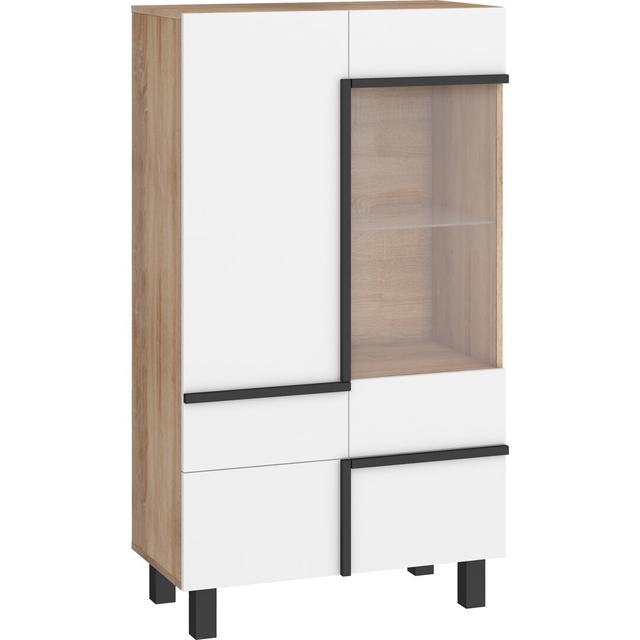 Barnesbury Display Cabinet 17 Stories Colour: Burly Wood/White on Productcaster.