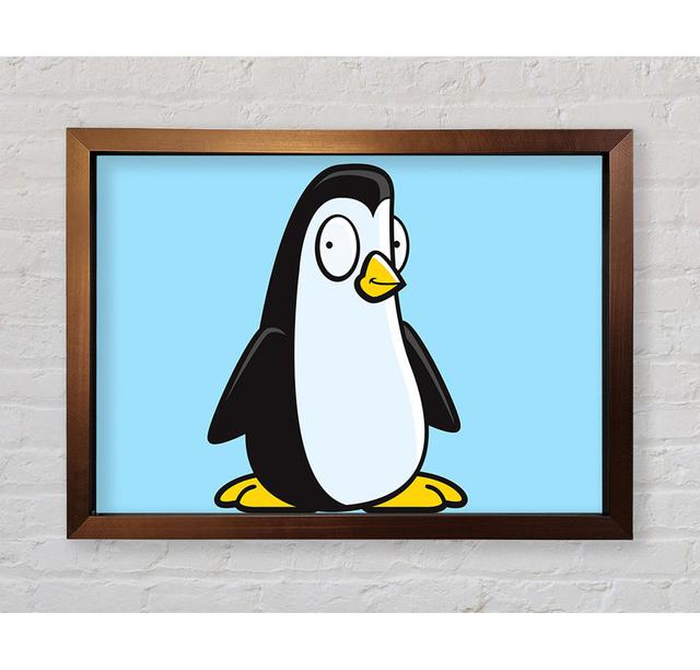 Funny Penguin White Framed Print - Picture Frame Graphic Art on Canvas Harriet Bee Colour: Baby Blue, Size: 42cm H x 59.1cm W x 3.4cm D, Format: Ventu on Productcaster.