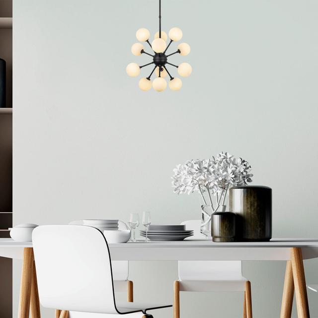 Beiler 12-Light Novelty Tiered Pendant George Oliver Size: 52cm H x 52cm W x 53cm D, Base Finish: Black on Productcaster.