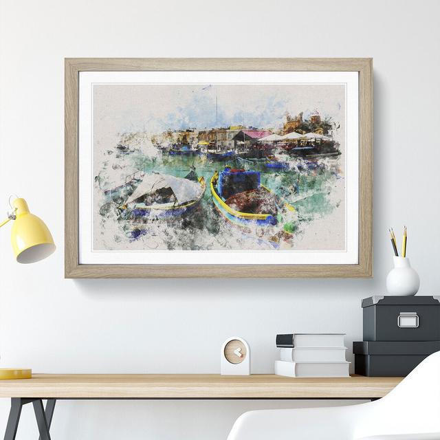 Fishing Boats in Malta - Picture Frame Painting East Urban Home Frame Option: Oak Framed, Size: 27cm H x 36cm W x 2cm D on Productcaster.