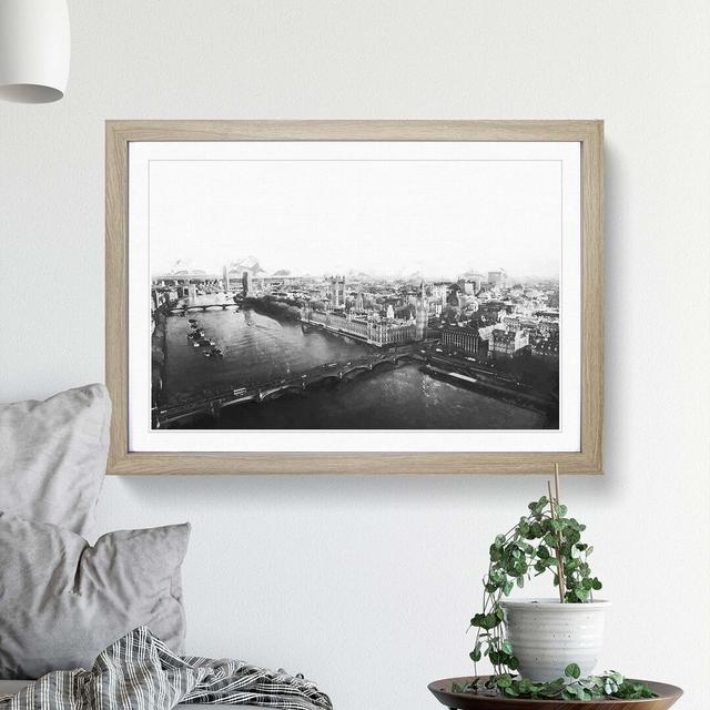 London City Skyline in Abstract - Picture Frame Graphic Art Print East Urban Home Frame Option: Oak, Size: 50cm H x 76cm W x 2cm D on Productcaster.